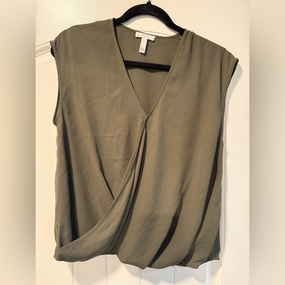 Olive Green Sleeveless Wrap Top